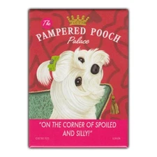 Retro Pets Refrigerator Magnet - Pampered Pooch Palace, Maltese - Advertising