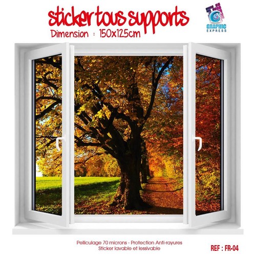 Adhesivo Trampantojo Ventana: Chimenea Broca Otoño Madera - 5 Tallas - FR-04 - Imagen 11 de 11