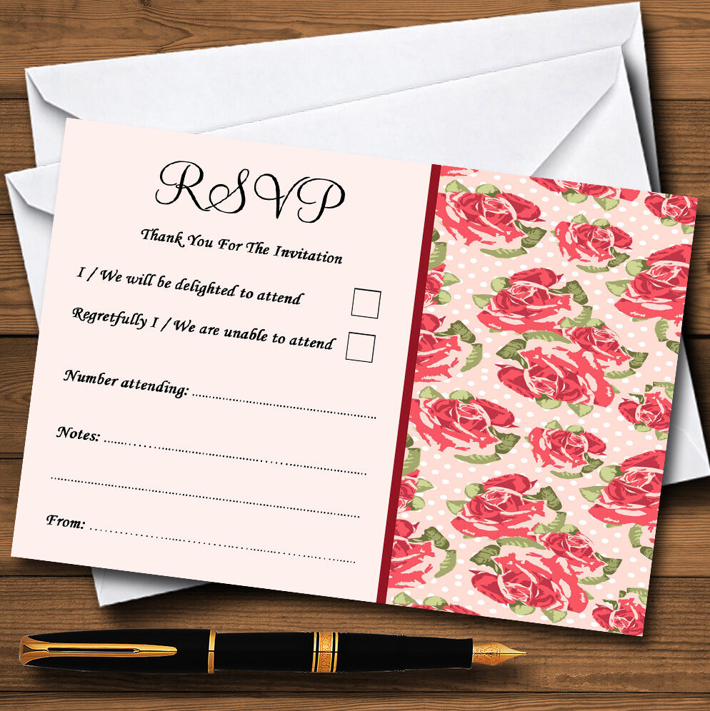 Corail rose floral shabby chic chintz personnalisé rsvp cartes Corail rose floral shabby chic chintz personnalisé personnalisé personnalisé rsvp cartes 3bb04c