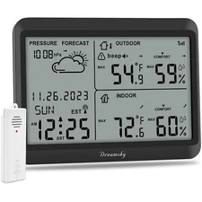 Weather Station Indoor Outdoor Thermometer Wireless  Atomic Clock with Indoor