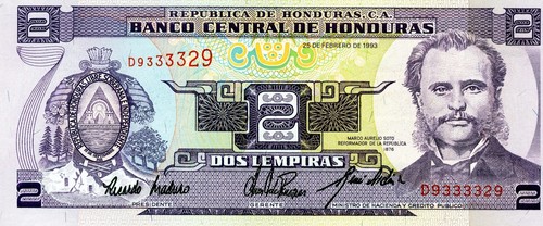 Central America, Honduras 2 Lempiras 1993