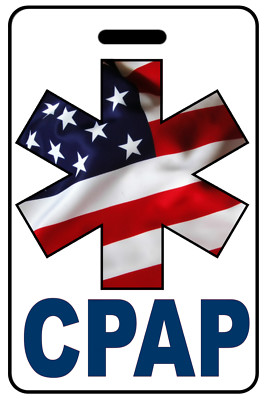Personalized CPAP w/ Patriotic USA Flag Star of Life Luggage/Bag Tag - Apnea