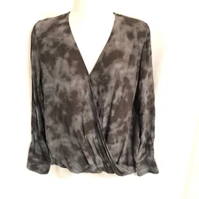 RAILS Mottled Gray Hillary Crossover Blouse Surplice Top - S