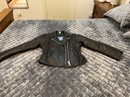 X Element Black Women's Small Leather Asymmetrical Zip Vintage Motorcycle Jacket - Picture 2 of 8