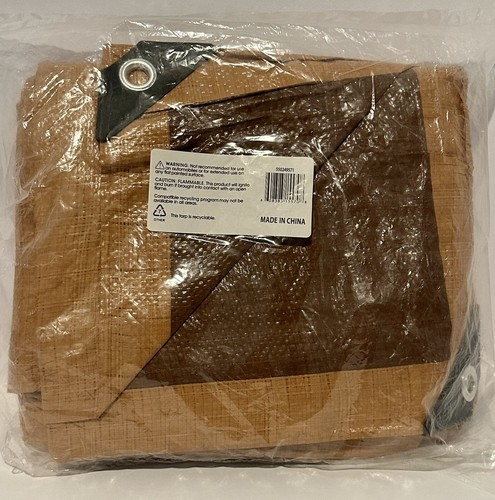 Brown Poly Tarp Cover 8' X 10' Multi-Purpose 5 Mil, Tent Shelter RV Camping Tarp - Picture 6 of 7