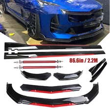 For Kia Stinger Front Bumper Lip Splitter Spoiler Side Skirt Glossy Black
