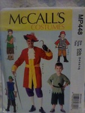 Pirates costume pattern, McCall MP448, kids ages 3-8, uncut