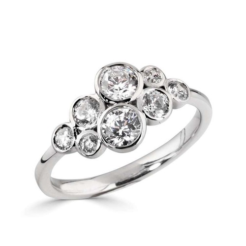 Anello in platino con diamanti taglio brillante tondo totale 1 ct certificato tutte le misure - Foto 3 di 6