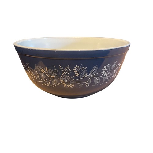 Vintage Pyrex Mixing Bowl 403 Blue Floral Daisy Chain 2.5L Corning USA Oven Safe