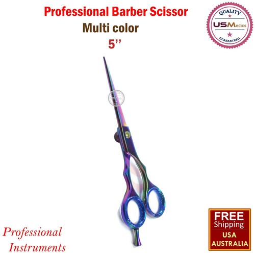 Haircutting Barber Saloon Multicolor Scissor 5 inch Stainless Steel NEW Beaden® - Picture 3 of 5