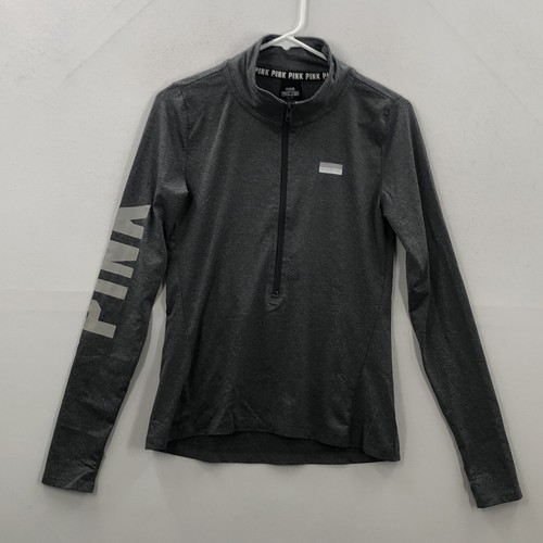 Pink Victoria's Secret Womens Gray Ultimate 1/2 Zip Casual Pullover Shirt Size S