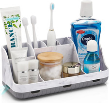 Marble Bathroom Countertop Organizer - Detachable 7 Slots Electric Toothbrush