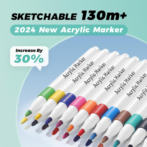 24 Colors Acrylic Paint Markers Pens for Graffiti, Rock, Wood, Canvas, Glass, Fa - Picture 5 of 12