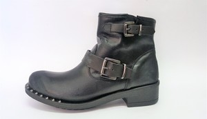 Ovy PPFC122 biker pelle nera cinturini con fibbie borchie e perle cerniera Ovy PPFC122 biker pelle nera cinturini con fibbie borchie e perle cerniera