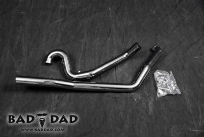 Bad Dad Black True Dual Exhaust Header Tuck-Under Harley Bad Dad Black True Dual Exhaust Header Tuck-Under Harley