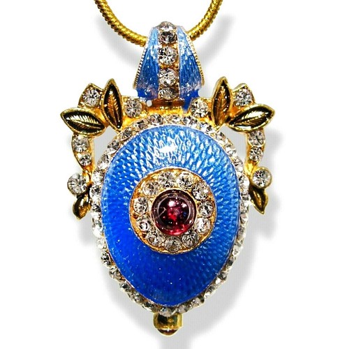Evil Eye Rose Guilloché Enamel Sterling Faberge Pendant Swarovski Crystal Garnet - Picture 7 of 20