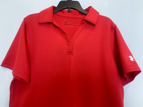Under Armour Top Womens Small Medium Red Polo DriFit HeatGear Golf - Picture 5 of 12