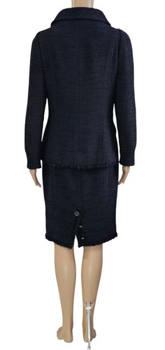 CHANEL Resort 2013 Navy Blue Notched Bouclé Jacket Skirt Set 40 M - Picture 5 of 22