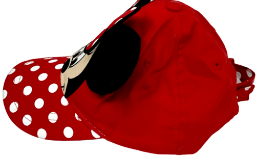 Disney Parks Minnie Mouse Girl's Adjustable Baseball Cap Hat Red White Polka Dot - Picture 3 of 5