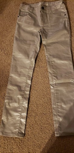 Girls Pants Crazy 8 Girl's Silver Sparkling Skinny Fit metallic Shiny Size 10 - Picture 3 of 13