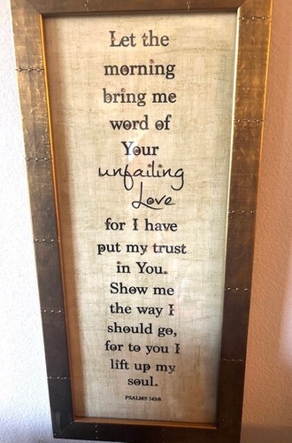 Inspirational Wall Art Psalm  Bible Scripture W/ Crystals Gold Frame 22" x 10" - Picture 6 of 8