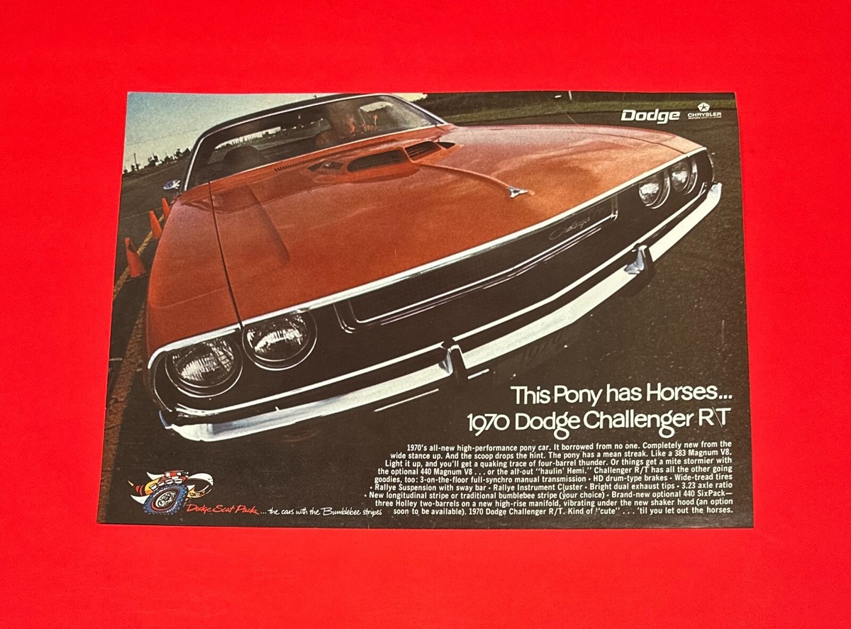 1970 Dodge Challenger R/T Ad 440 Six Pack Vintage Magazine