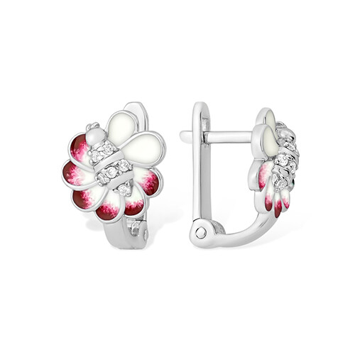 Silberohrringe Ohrringe Damen 925 Silber Emaille Zirkonia Steine Markenschmuck - Picture 1 of 2