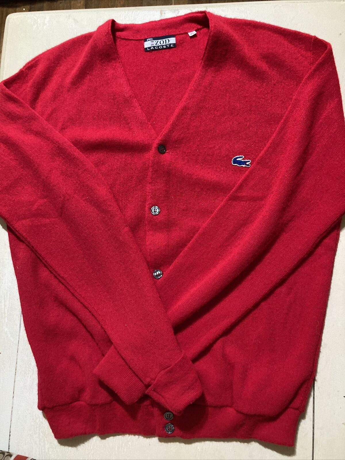 T002❕Vintage Red Izod Button Up Cardigan Sweater … - image 2