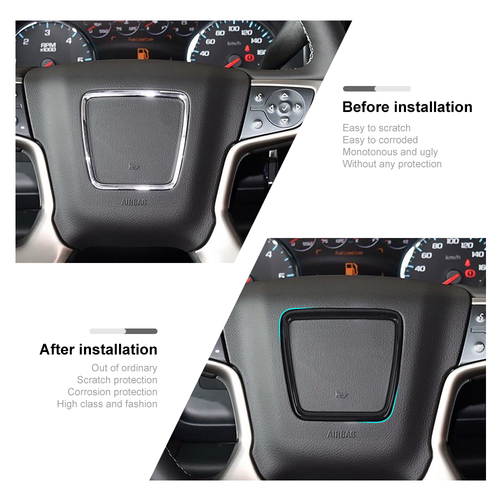 For GMC SIERRA 1500 2014-18/YUKON 2015-18 Steering Wheel Center Trim Cover Decor - Picture 3 of 19
