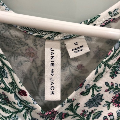 Pre Owned Janie and Jack The Everyday 3/4 Sleeve Green Floral Dress Sz 12 - Picture 4 of 6