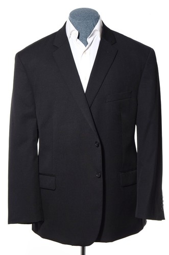 52R Pronto Uomo Platinum Black Worsted-Wool Two-Piece Suit 51x29 Trousers Jacket - Picture 2 of 13