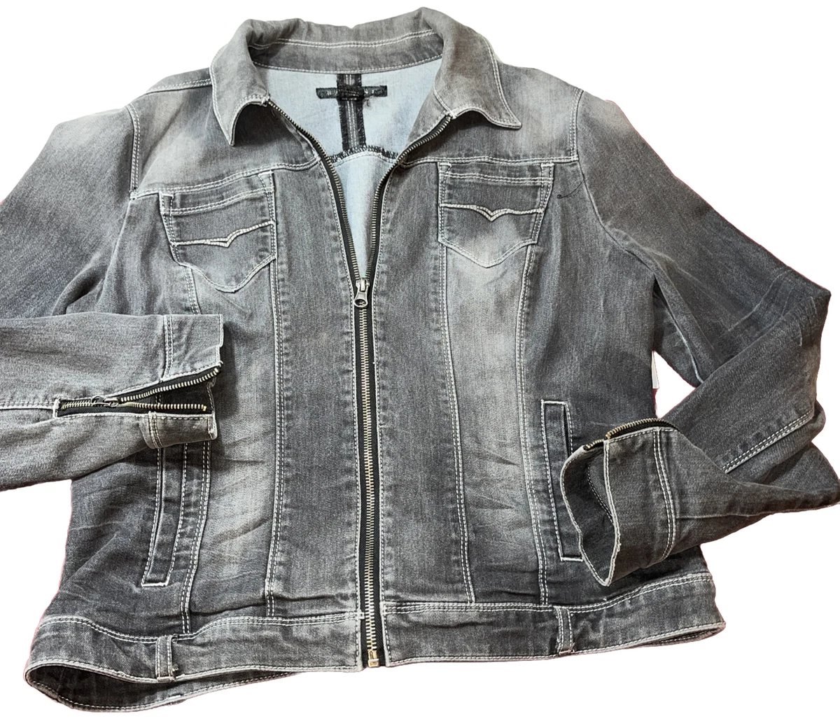 Baccini white denim jacket shop