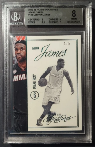 2012-13 Panini SIgnatues Lebron James 145 Stars Green 1/5 BGS 8