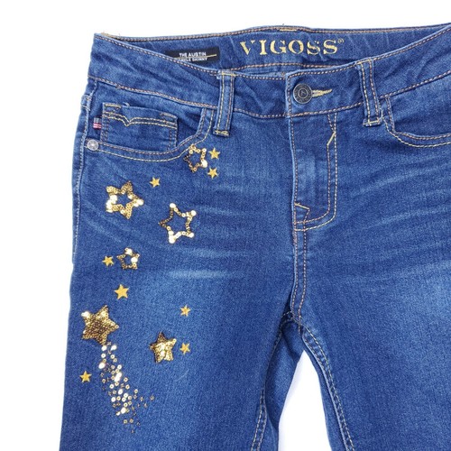 Vigoss The Austin Ankle Skinny Vespa Jeans Blue Star Patches Girls Size 14 - Picture 4 of 11
