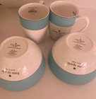Kate Spade Rutherford Circle Turquoise Set of 2 Cereal Soup Bowls & 2 Mugs