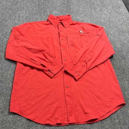 Reel Legends Men's Red Shirt Long Sleeve Collared Button Down Size Small