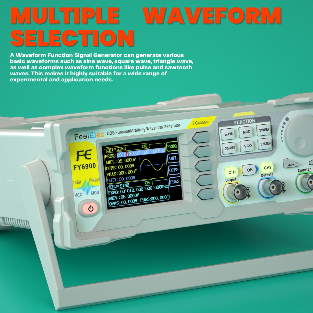希少 FY6900 14bit 60MHz 2ch 信号発生器/カウンター FY6900 DDS Signal Generator, 60MHz Frequency Meter Counter