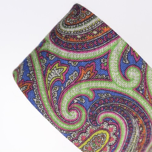 Josiah France Mens Wool Necktie Blue Green Brown Paisley Print Soft Woven Tie - Picture 8 of 8