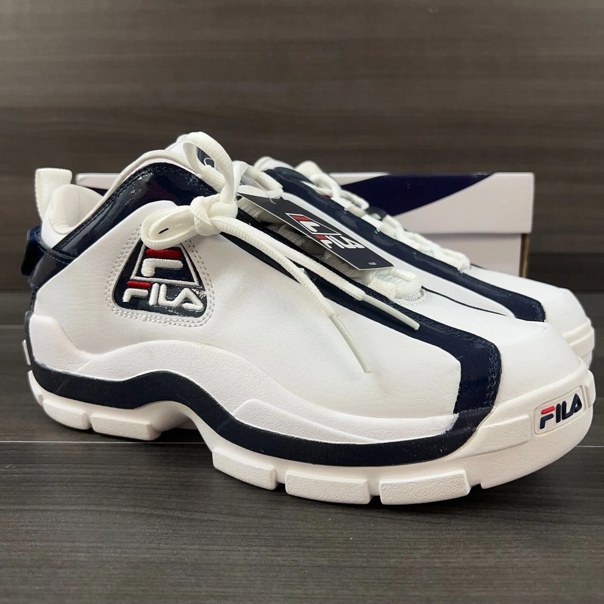 Kip creëren Wijzigingen van Fila Grant Hill 96 Low Basketball Shoes White Navy Blue Men&#039;s Size 8  1BM00571 | eBay