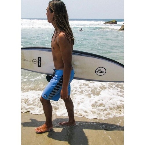 Mens Volcom Submerse Liberator 17" long Surf Trunks Striped Board Shorts Size 38 - Picture 2 of 18