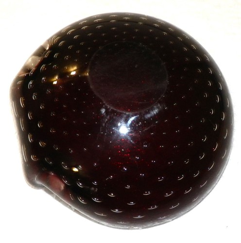 Murano Amythest Candy Dish Ashtray Bullicante Swirl Scalloped Rim Gold Flecks - Picture 6 of 9
