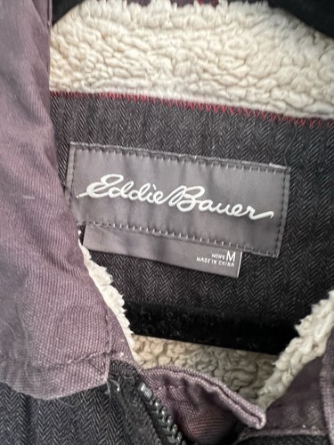 Eddie Bauer Outdoor grau Fischgrät Sherpa gefüttert Full Zip Chore Jacke Medium - Bild 3 von 12