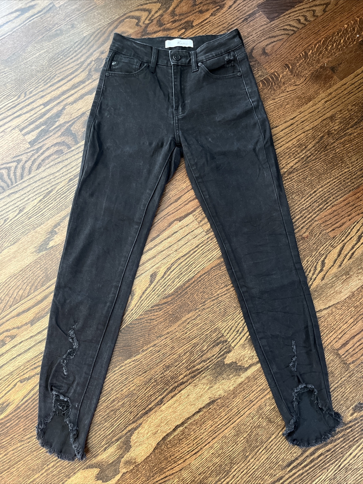 KanCan Womens 1/24 Black Denim Distressed Ankle Skinny Jeans