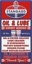 STANDARD OIL LUBE OIL CHANGE GAS STATION OLD SIGN REMAKE ALUMINUM SIZE OPTIONS