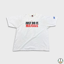 Vintage 90s Nike T Shirt Mens XL White Swoosh Just Do It Majors Short Sleeve Tee