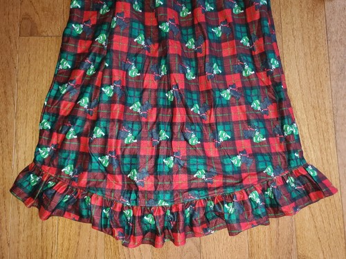 greendog Girl sz 6 Red Black Green Plaid Flannel Nightgown Christmas Scottie Dog - Picture 6 of 10