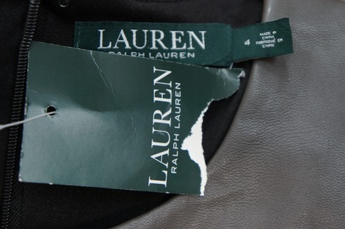 RALPH LAUREN DAMEN LEDER OPTIK FEST PARTY ABEND KLEID ETUI GRAU 36 NEU - Bild 8 von 9