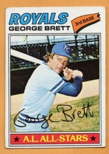 1977 Topps Baseball Card #580 George Brett Kansas City Royals Tear on Back *S6