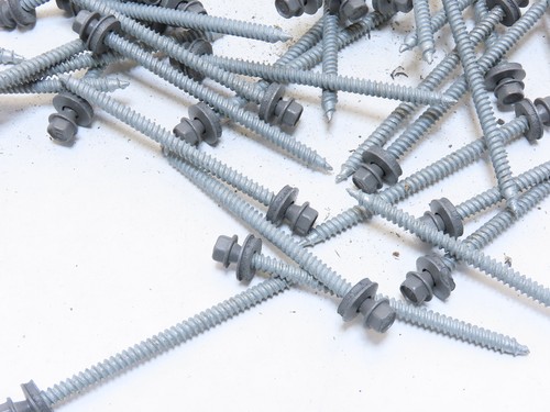 QTY 250 #10-16x3"HWH Ply-Lo Charcoal Roof Pole Barn Metal Hex Washer Head Screws - Afbeelding 6 van 14