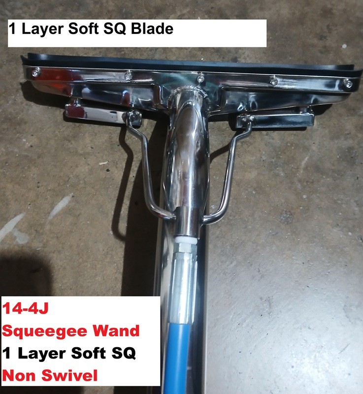 14" 4J S-BEND Hard Surface Tile & Grout Blk 1 layer Squeegee WAND Floor Scrubber